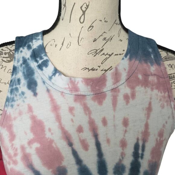 Hippie Rose Women's Size Small Pink Blue Tie-Dye Sleeveless Knot Front Tank Top - Picture 4 of 6